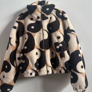 Urban Outfitters Black and Cream Teddy Jacket